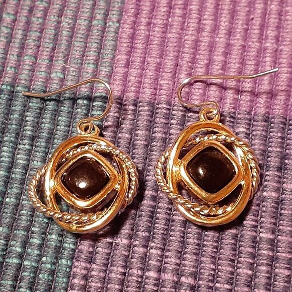 Black gold filled spinel earrings - Picture 1 of 2